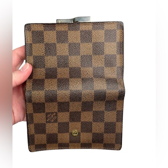 Louis Vuitton Damier Ebene Porte Tresor Kiss-Lock Bi-Fold Wallet - Picture 2 of 7